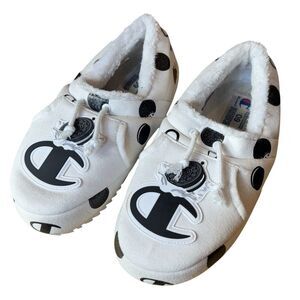 Champion Oreo University Slippers Mens Size 9 White Limited Edition Slip On AOP